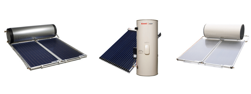 3 styles of Rinnai solar hot water panels