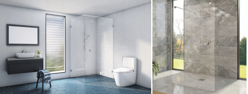 2 examples of frameless showers bathroom styling