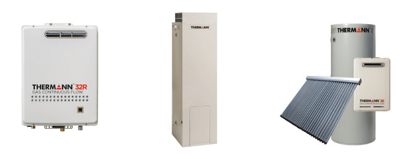 Image of 3 Thermann hot water units – Continuous flow, hot water storage and solar hot water systems.